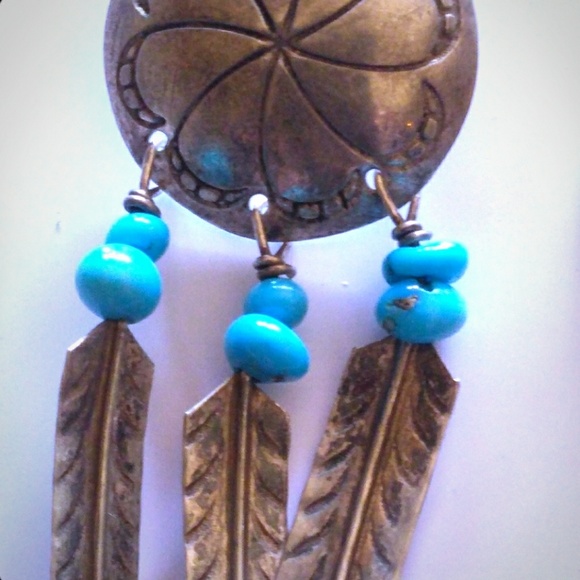 VTG 925 Southwestern N.A. Turquoise Silver  Concho - Picture 7 of 8